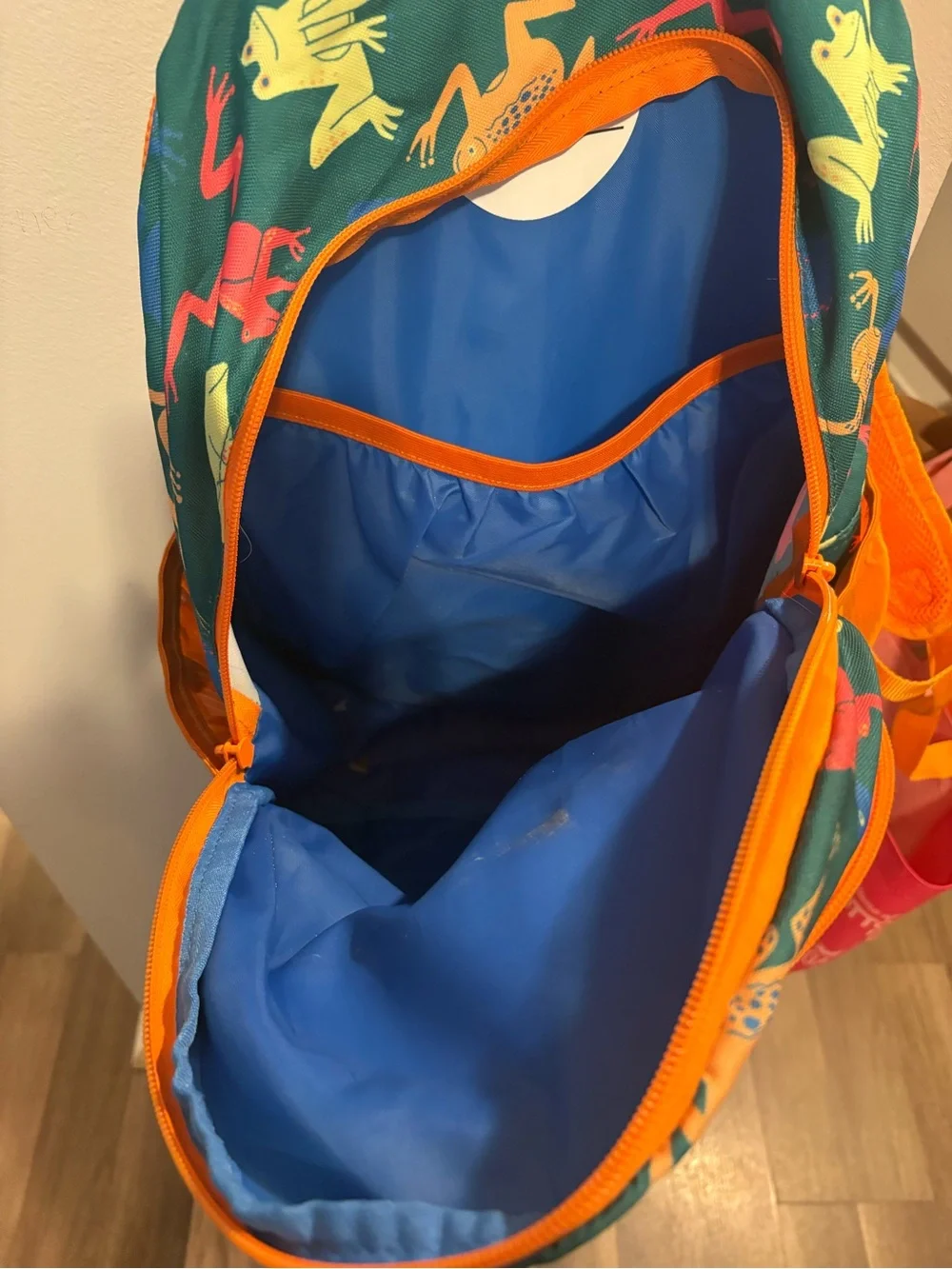 Cat & Jack Kids Frog Backpack in Teal with Orange Trim